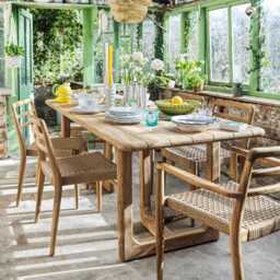 Graham and Green Noa Teak Wood Medium Rectangular Outdoor Dining Table