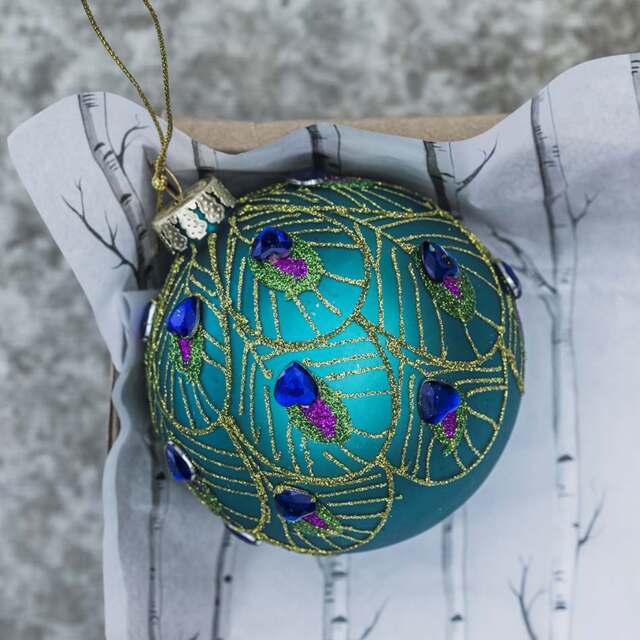 Graham and Green Peacock Feather Glass Bauble