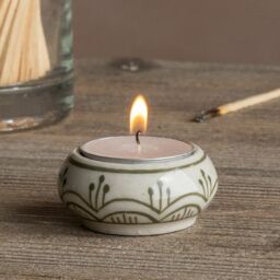 Graham and Green Olive Floral Ceramic Tealight Holder - thumbnail 6