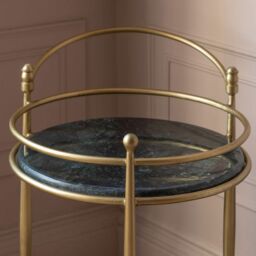 Graham and Green Round Green Marble Drinks Trolley - thumbnail 2