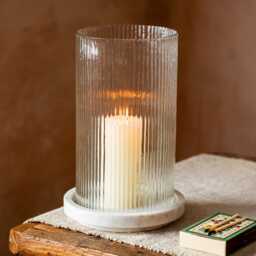 Graham and Green White Marble Medium Candle Holder