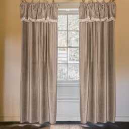 Graham and Green Felicity Sand Velvet Frill Curtain - 135 x 270cm
