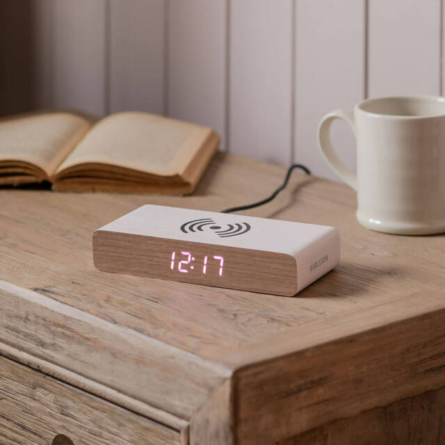Graham and Green Retro White LED Alarm Clock Phone Charger - image 1