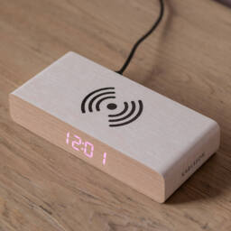 Graham and Green Retro White LED Alarm Clock Phone Charger - thumbnail 3
