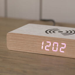 Graham and Green Retro White LED Alarm Clock Phone Charger - thumbnail 4