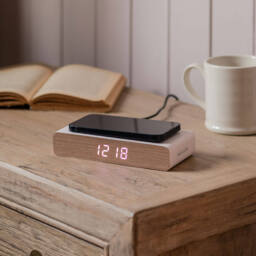 Graham and Green Retro White LED Alarm Clock Phone Charger - thumbnail 2