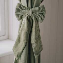 Graham and Green Set of Two Thyme Velvet Bow Curtain Tie Backs