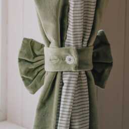 Graham and Green Set of Two Thyme Velvet Bow Curtain Tie Backs - thumbnail 2