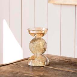 Graham and Green Amber Short Bubble Glass Candle Holder - thumbnail 2
