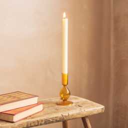 Graham and Green Amber Clear Glass Candle Holder