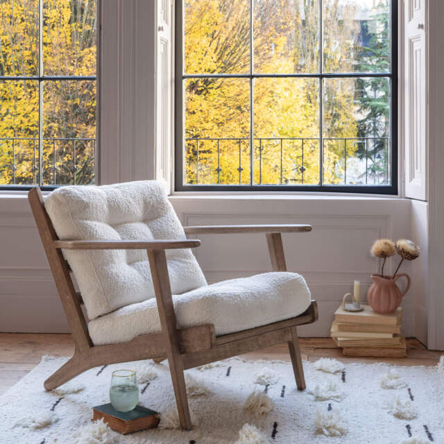 Graham and Green Dylan Chalk Bouclé Armchair - image 1