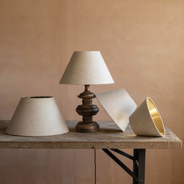 Graham and Green Natural Linen and Gold Empire Lamp Shade 12 inch - image 1