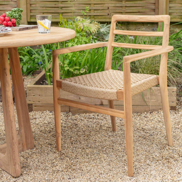 Graham and Green Noa Teak Wood Outdoor Dining Armchair - image 1