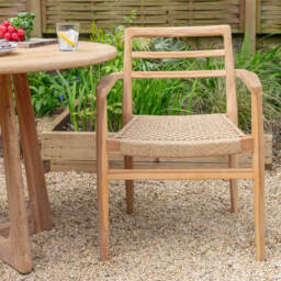 Graham and Green Noa Teak Wood Outdoor Dining Armchair - thumbnail 2