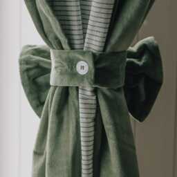 Graham and Green Set of Two Olive Velvet Bow Curtain Tie Backs - thumbnail 2