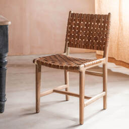 Graham and Green Leon Woven Leather Chair - thumbnail 2