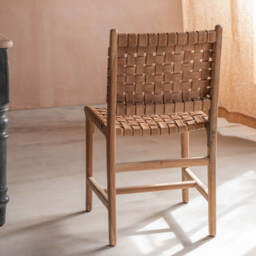 Graham and Green Leon Woven Leather Chair - thumbnail 4