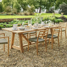 Graham and Green Tora Teak Wood Outdoor Trestle Dining Table - Large - thumbnail 2
