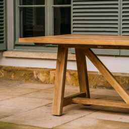 Graham and Green Tora Teak Wood Outdoor Trestle Dining Table - Large - thumbnail 5