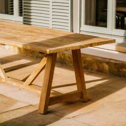 Graham and Green Tora Teak Wood Outdoor Trestle Dining Table - Large - thumbnail 4