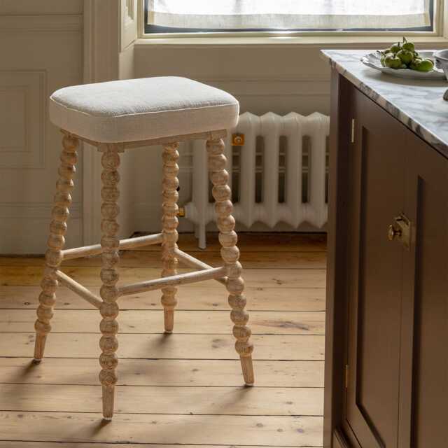 Graham and Green Bobbin Natural Linen Bar Stool - image 1