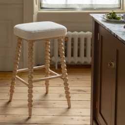Graham and Green Bobbin Natural Linen Bar Stool