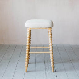 Graham and Green Bobbin Natural Linen Bar Stool - thumbnail 3