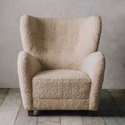 Graham and Green Shearling Wing Armchair & Stool - thumbnail 3