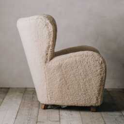 Graham and Green Shearling Wing Armchair & Stool - thumbnail 4