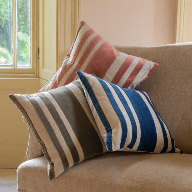 Graham and Green Leba Pink Velvet & Linen Square Cushion - image 1