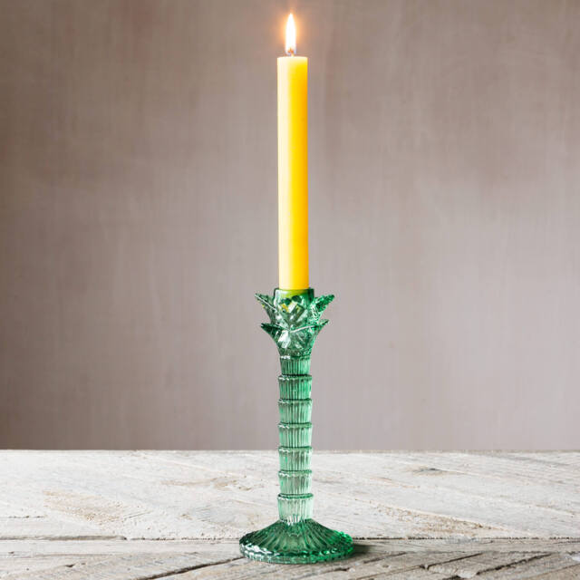 Graham and Green Green Glass Palm Tree Candle Holder - image 1