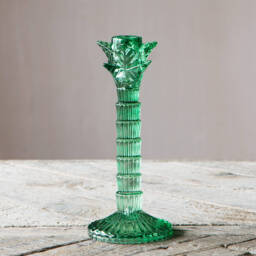 Graham and Green Green Glass Palm Tree Candle Holder - thumbnail 3