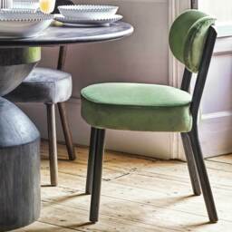 Graham and Green Rigby Moss Green Velvet Dining Chair with Black Legs - thumbnail 2