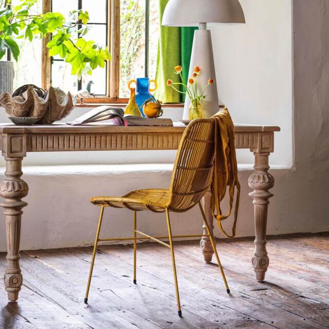 Graham and Green Ansel Yellow Rattan Chair