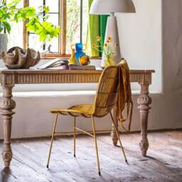 Graham and Green Ansel Yellow Rattan Chair - thumbnail 1