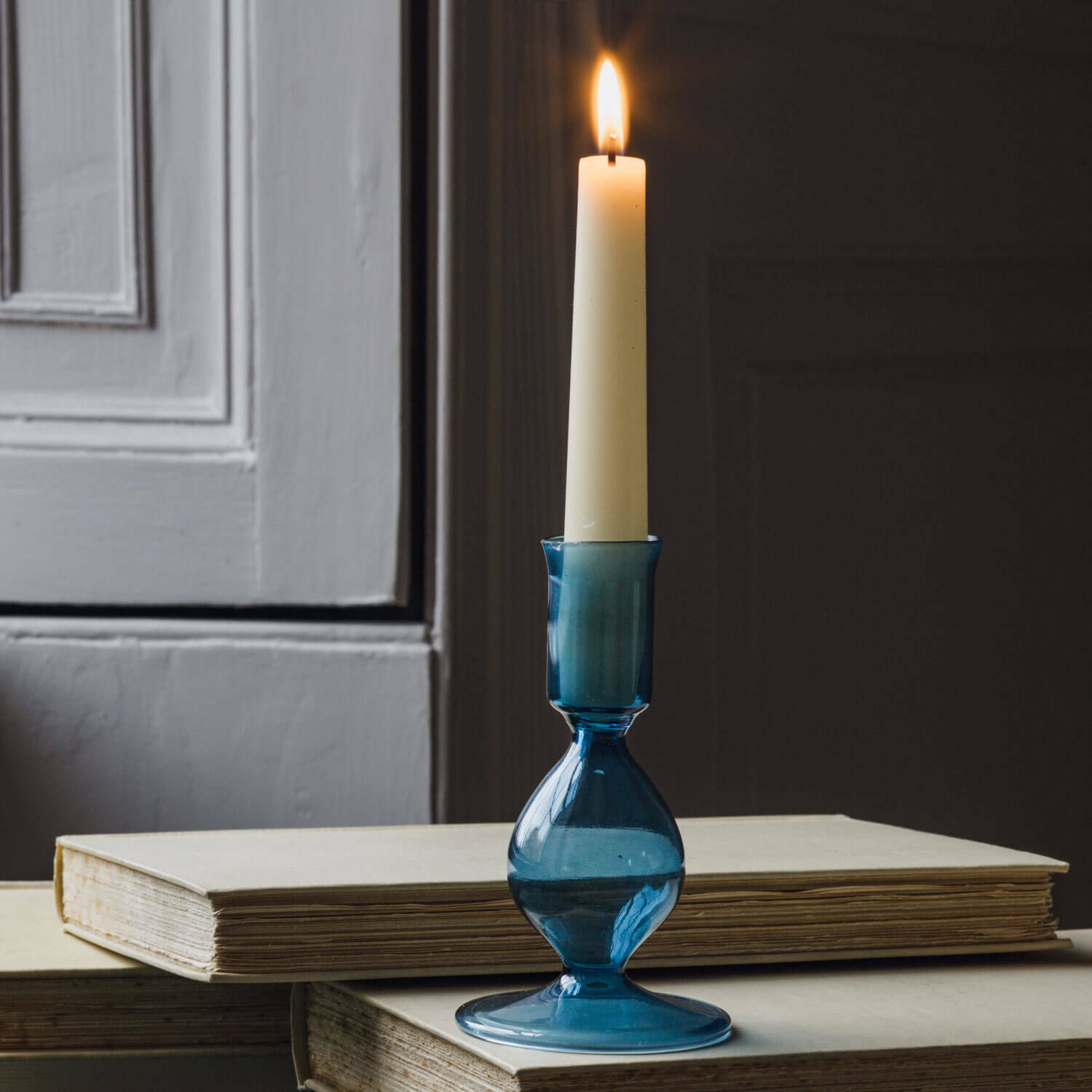 Blue Glass Candlestick - image 1