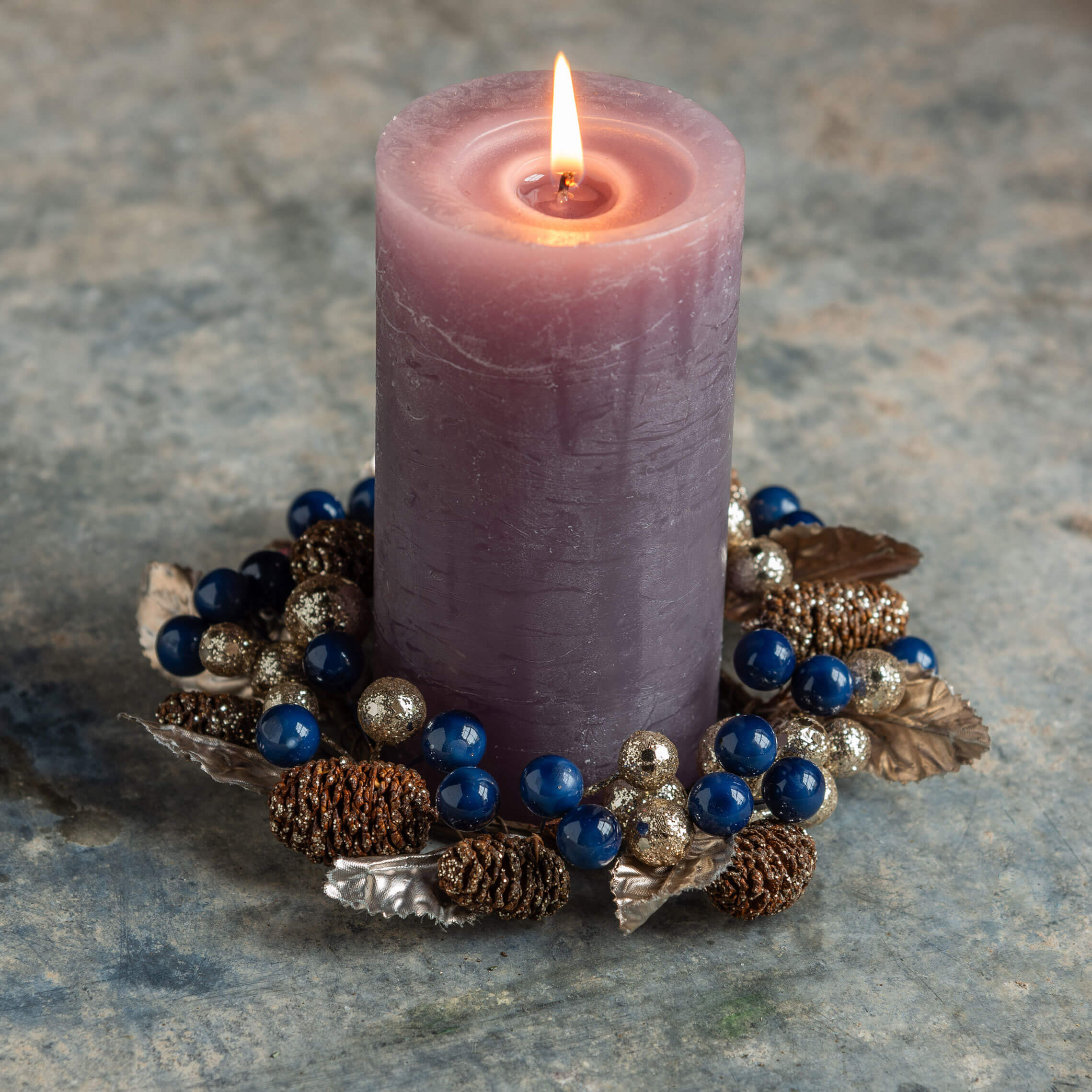 Graham and Green Gold and Blue Berry Candle Wreath