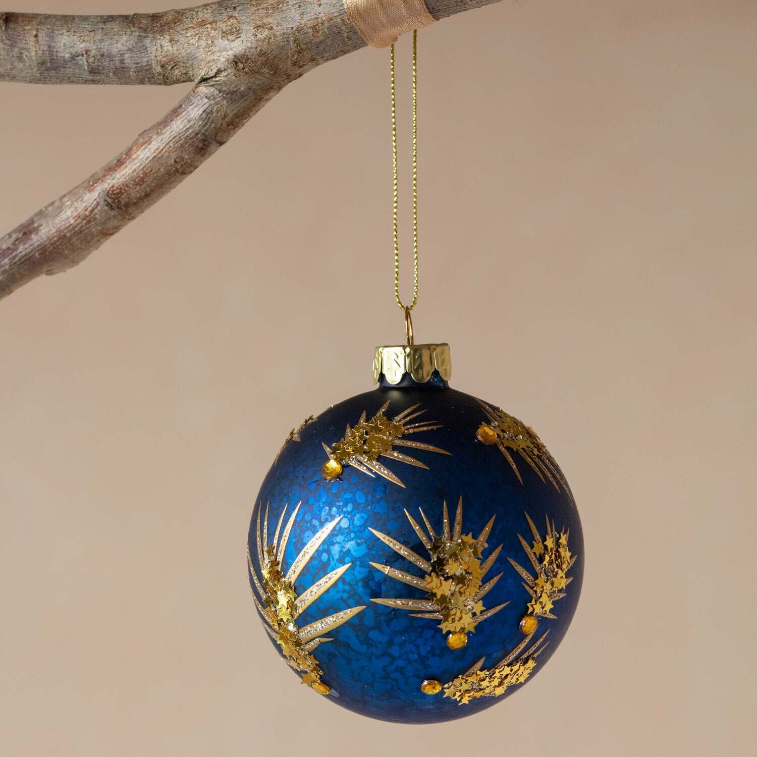 Graham and Green Gold and Midnight Blue Christmas Tree Bauble - image 1