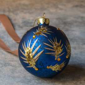 Gold and Midnight Blue Christmas Tree Bauble - thumbnail 2