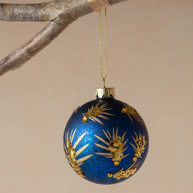Gold and Midnight Blue Christmas Tree Bauble - thumbnail 1