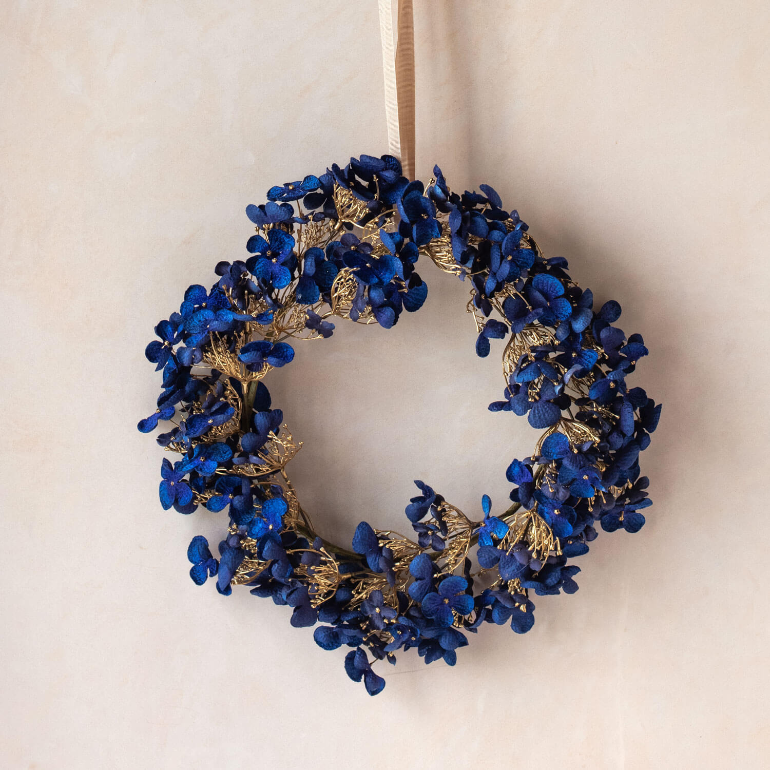 Graham and Green Blue and Gold Hydrangea Wreath