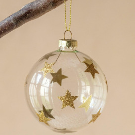Graham and Green Gold Glitter Stars Christmas Tree Bauble