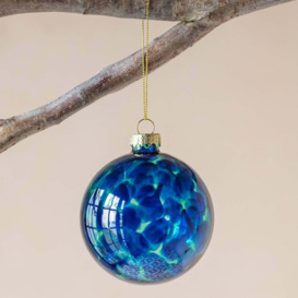 Graham and Green Blue Marbled Glass Christmas Tree Bauble