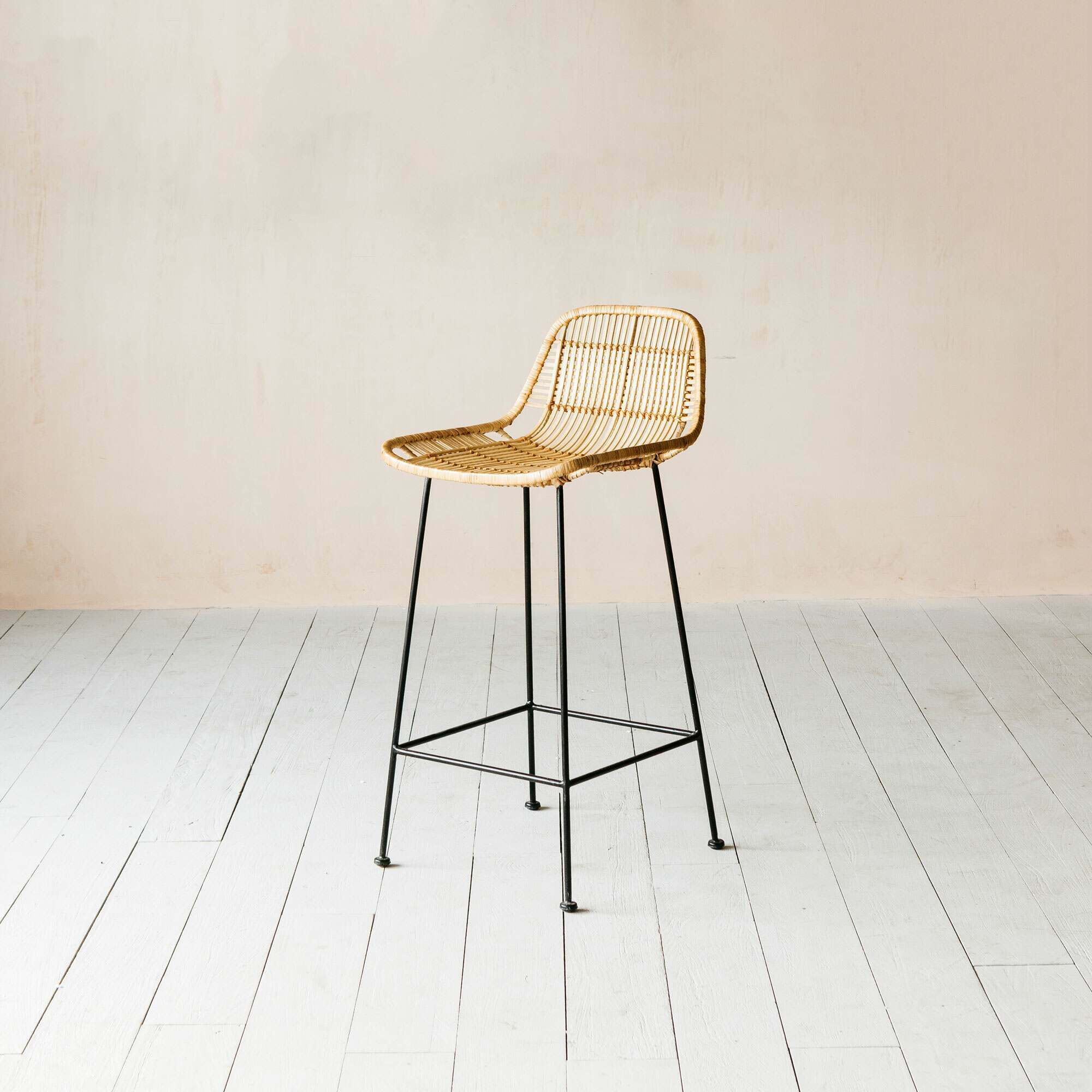 Graham and Green Ola Graphic Weave Rattan Kitchen Stool - image 1