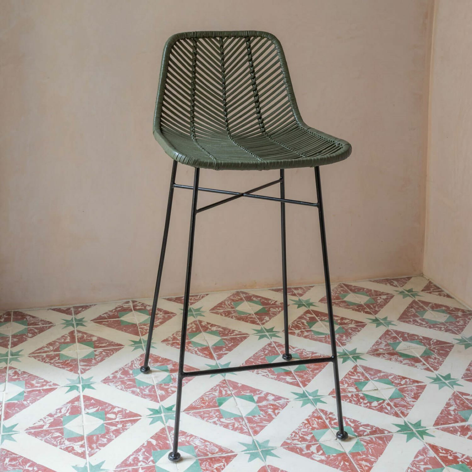Graham and Green Oslo Olive Green Kitchen Stool - image 1
