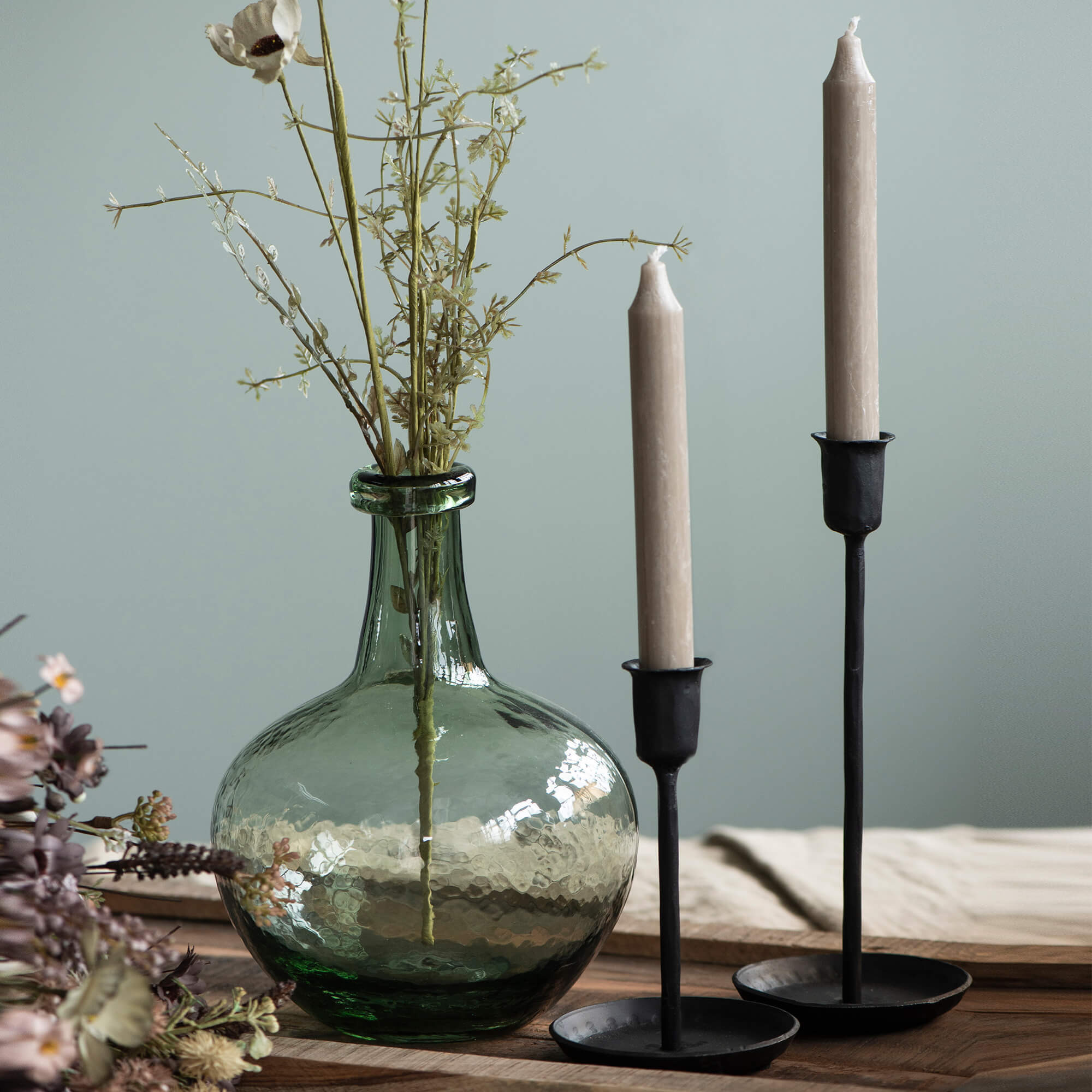 Graham and Green Large Black Iron Candlestick
