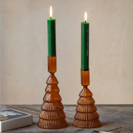 Graham and Green Small Amber Tree Candle Holder
