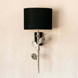 Graham and Green Tilia Silver Wall Light With Black Shade