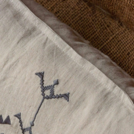 Graham and Green Natural Linen with Grey Embroidery Rectangular Cushion - thumbnail 2