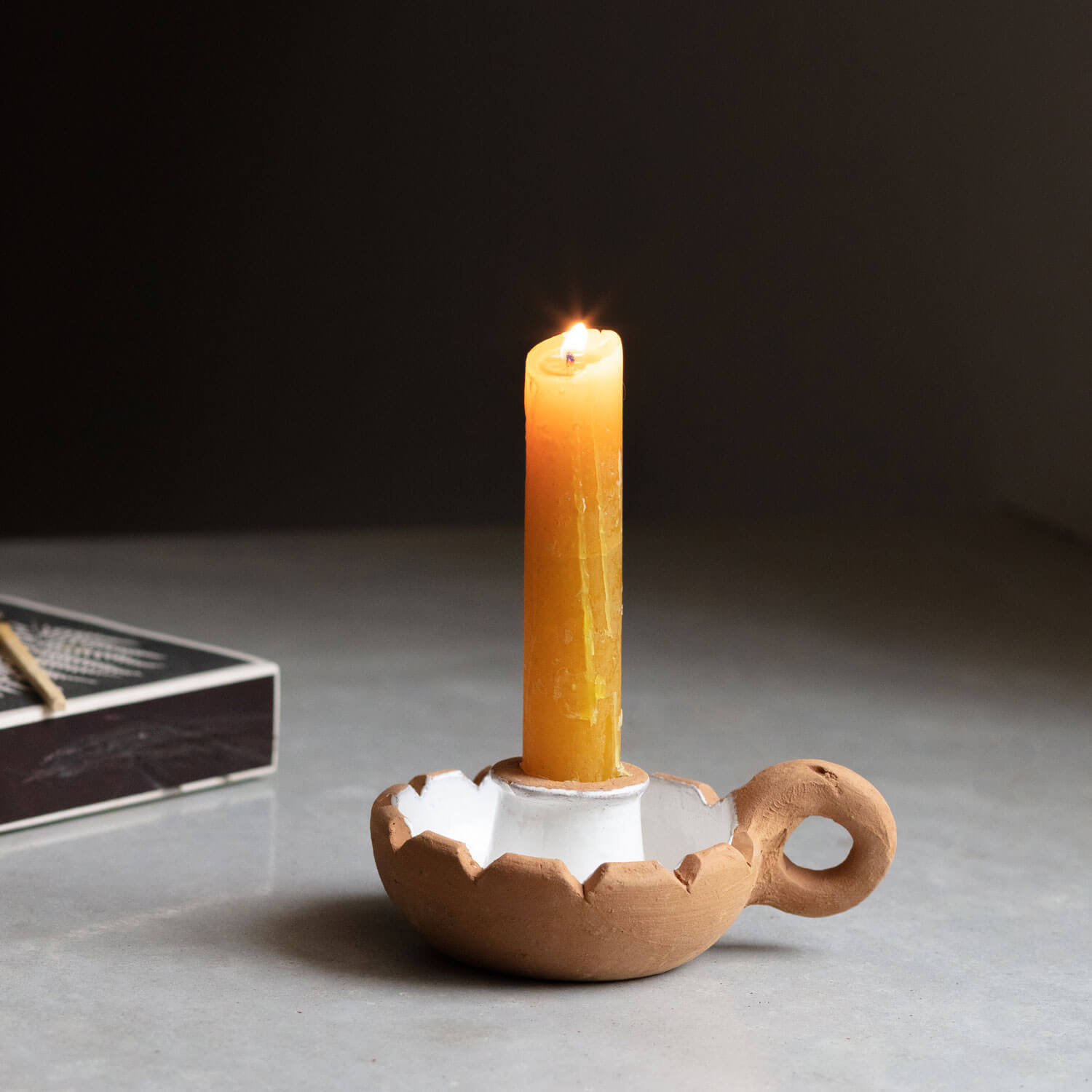 Clay and White Candle Holder - image 1